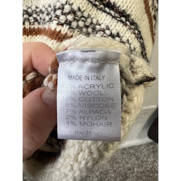 Elsamanda for Anthropologie Ivory & Brown stripe sweater size medium - Picture 4 of 4